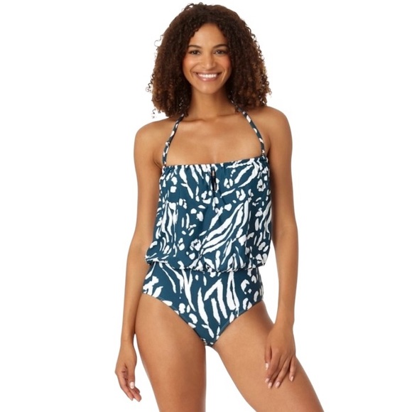 Anne Cole Women's Floral Keyhole Removable Cups High Neck One Piece Swimsuit Multi Floral Size 16W